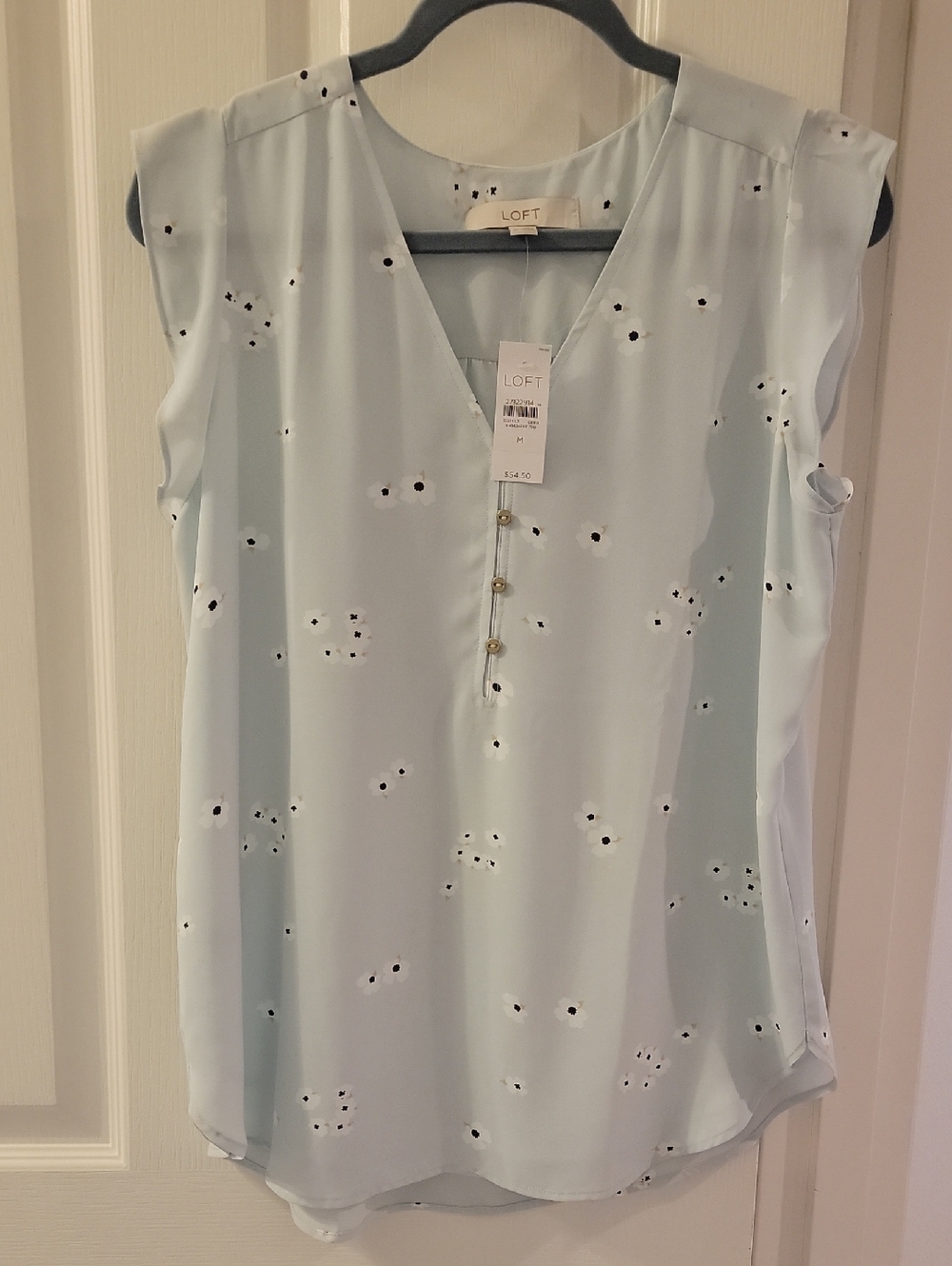 Nwt New Loft Blue Floral Top Blouse Shell Medium